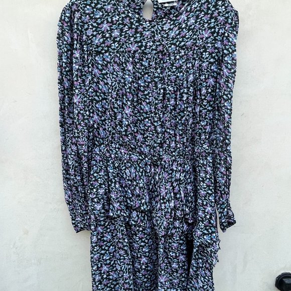 Isabel Marant Etoile Java Mini Dress Multicolor Floral Sz 36 Ruffle Tiered - Picture 4 of 8